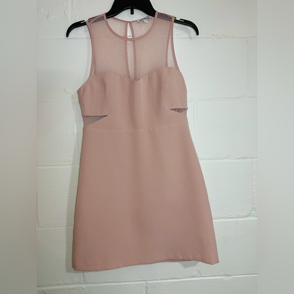 Express dusty pink lace sleeveless sexy mini dress with keyhole back - Picture 1 of 7
